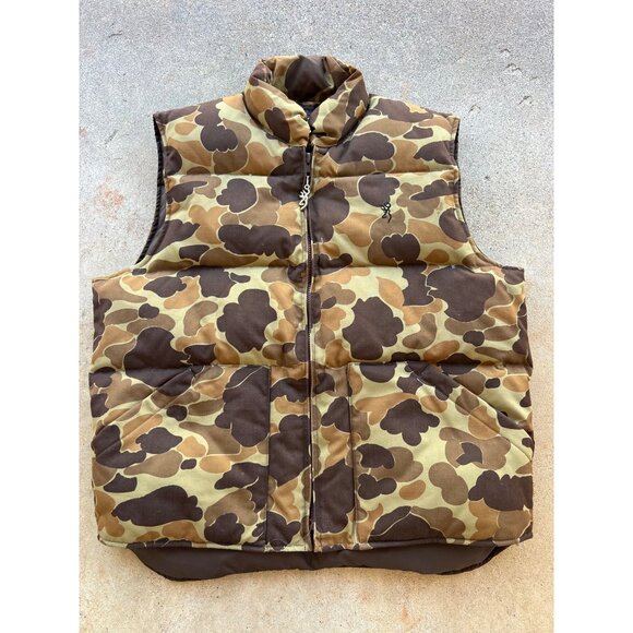 Vintage Browning Down Camouflage Puffer Vest ML Mens Outerwear K3 - Picture 1 of 6
